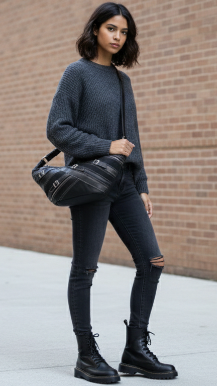 Borsa a Spalla Desigual "Urban Biker" Patchwork – Nero