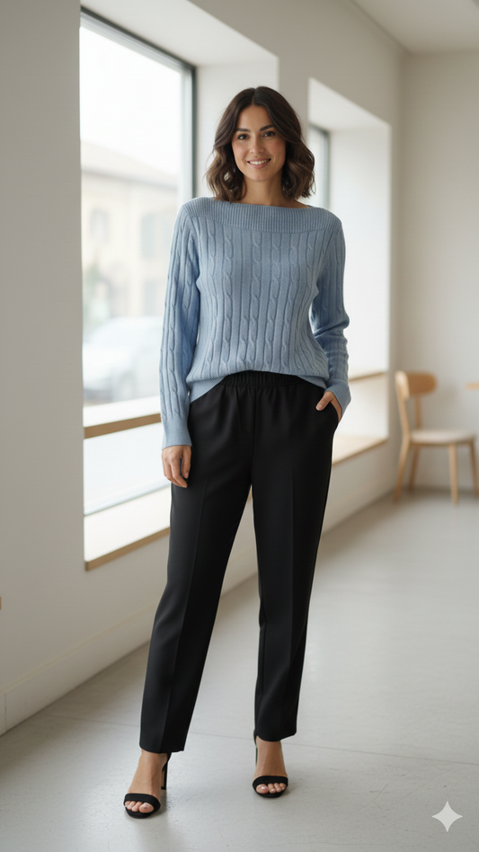 Pantaloni Neri Modello 5 Tasche "Comfort Fit"