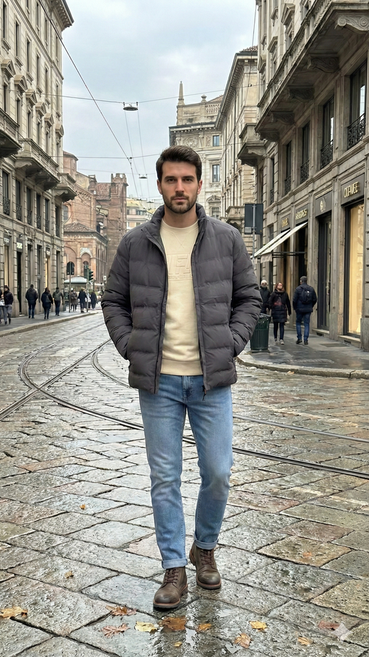 Piumino Urban Antracite con Collo Alto