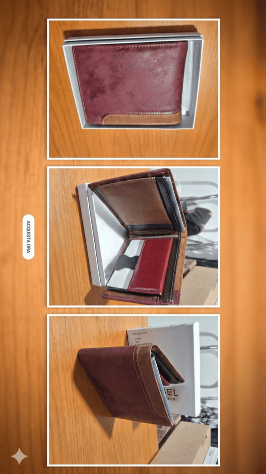 Portafoglio Uomo Bifold in Pelle - Design Multicolor con Portamonete