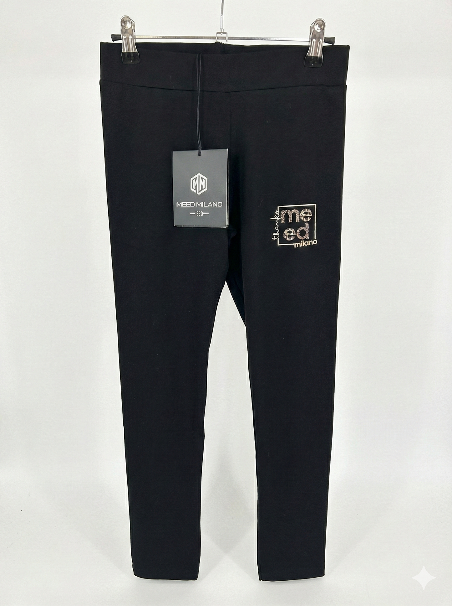 Leggings Neri Meed Milano con Logo Dettaglio Animalier