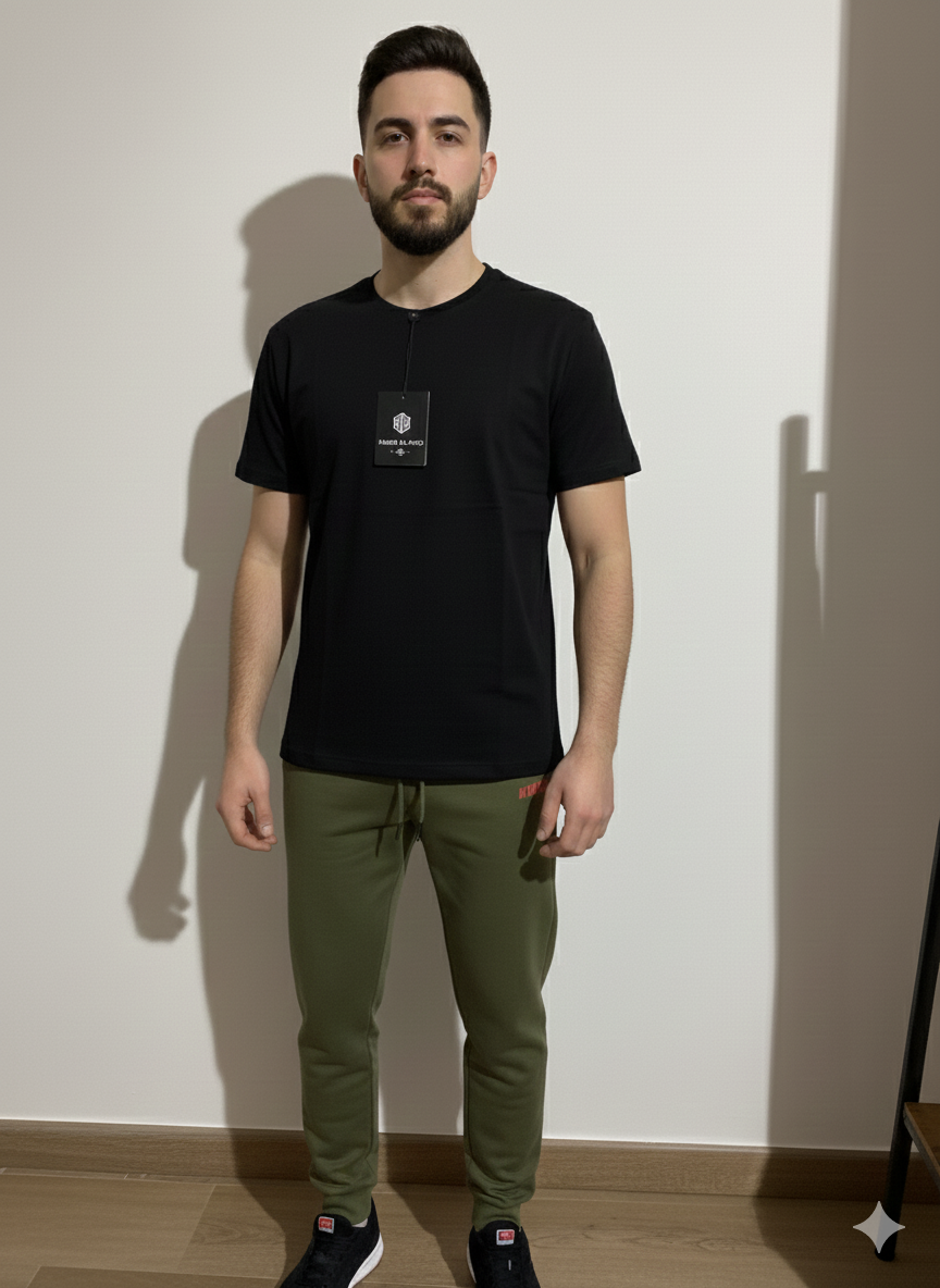 T-Shirt Girocollo "Meed Milano" - Nero - Bianco