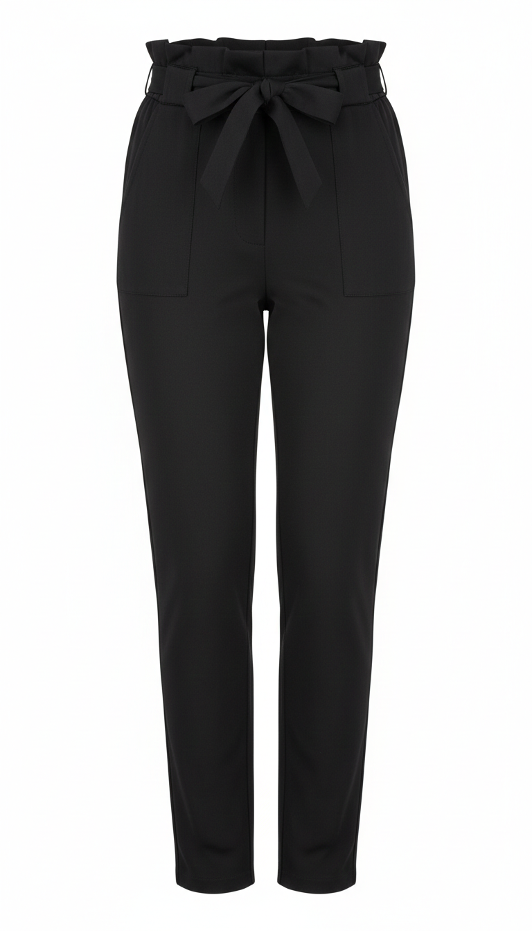 Pantalone Paperbag Slim-Fit con Cintura a Fiocco