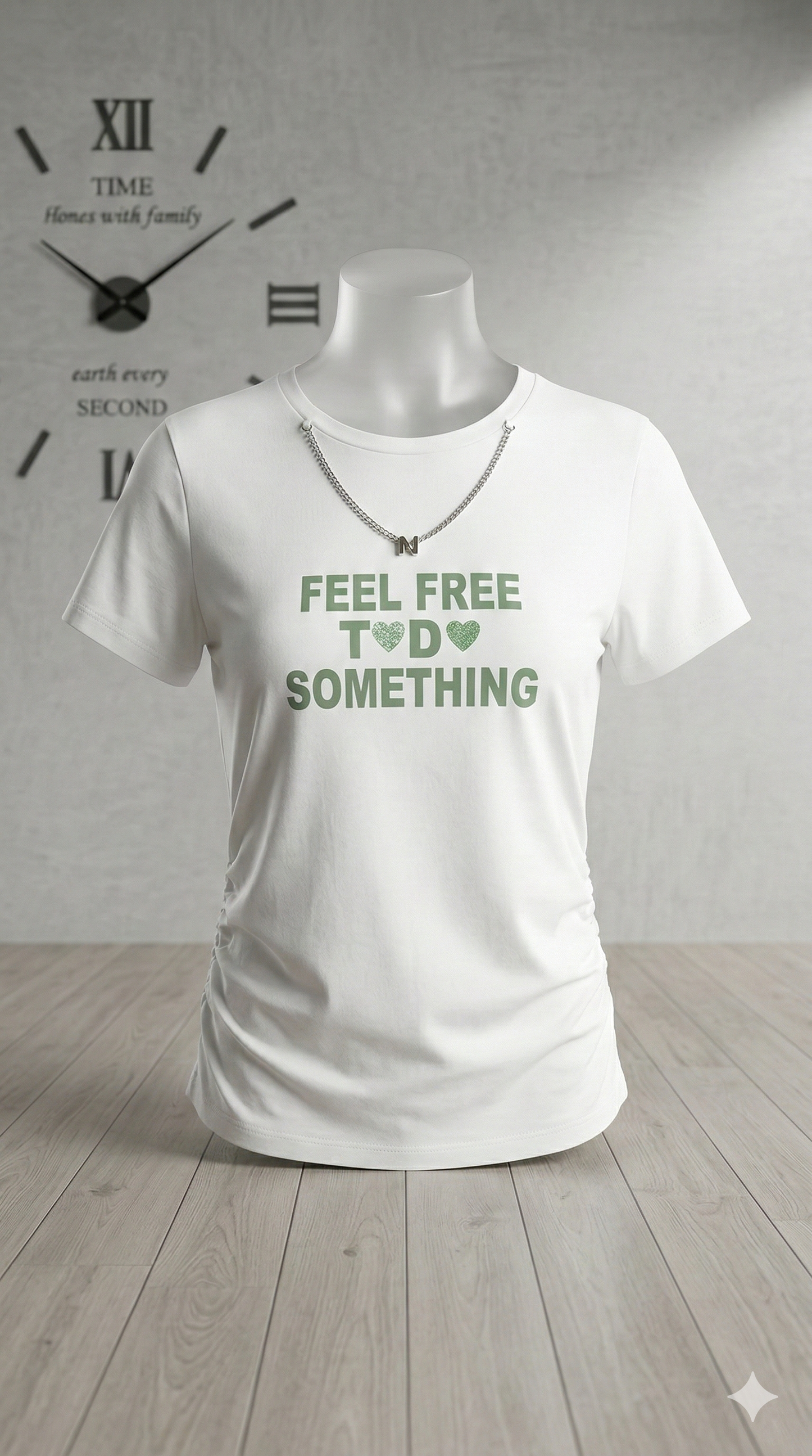 T-Shirt "Feel Free" con Dettaglio Bijoux