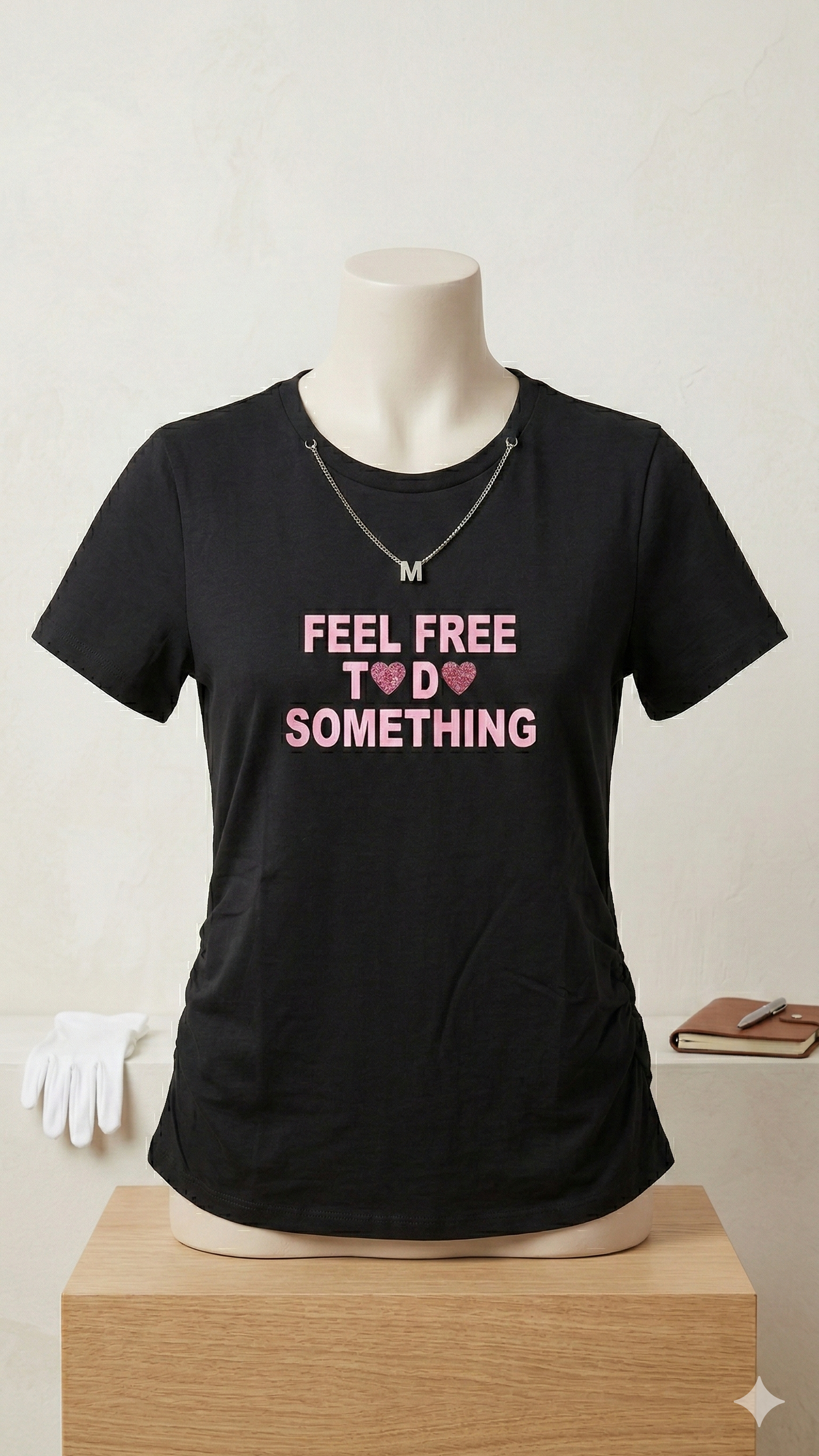 T-Shirt "Feel Free" con Dettaglio Bijoux