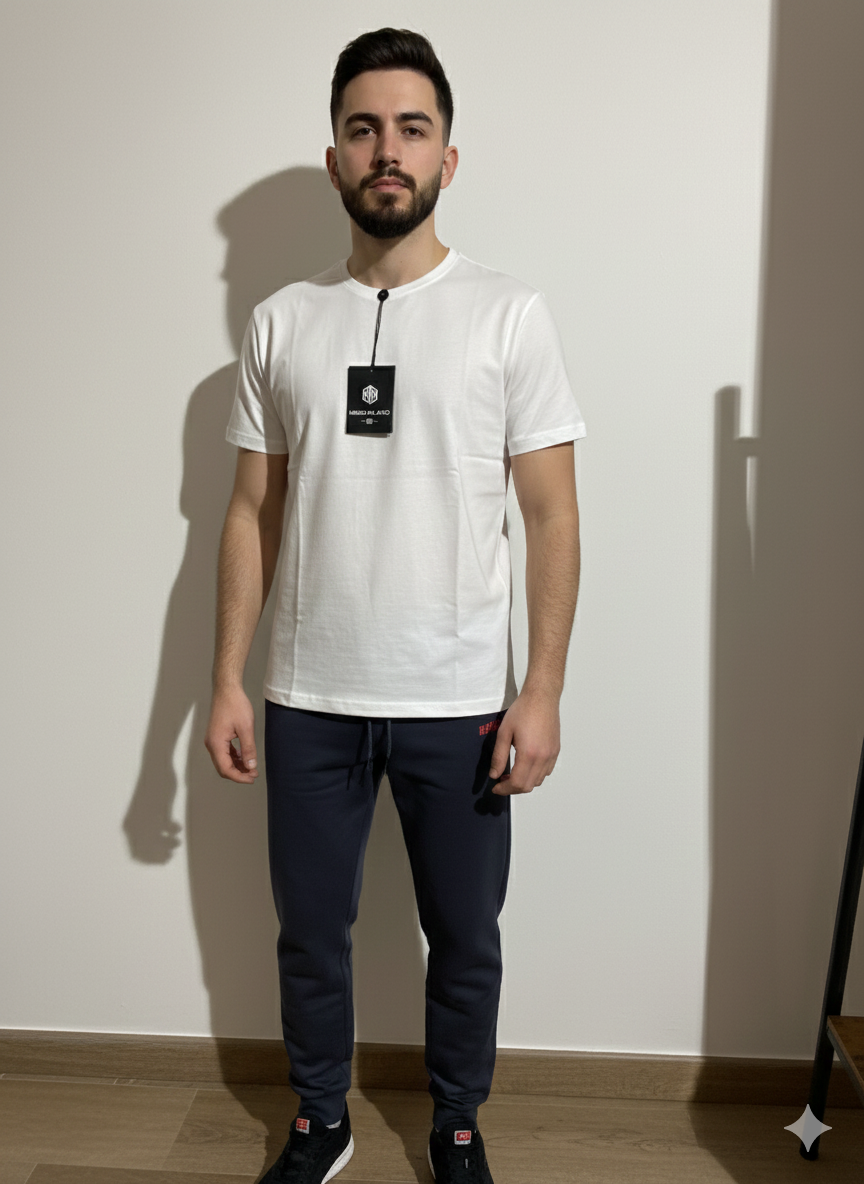 T-Shirt Girocollo "Meed Milano" - Nero - Bianco