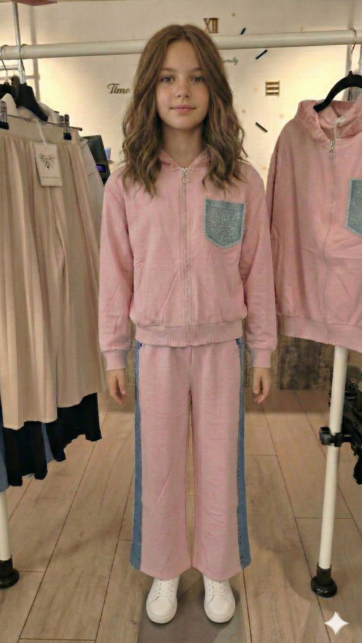 Completo Casual Chic: Felpa con Cappuccio e Pantalone Wide Leg