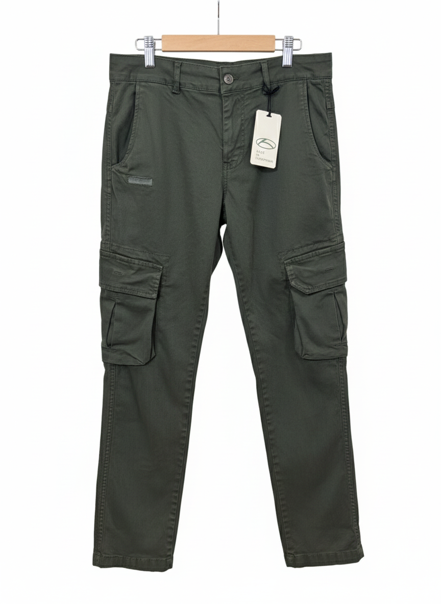 Pantaloni Cargo Slim Fit – Verde Oliva Military