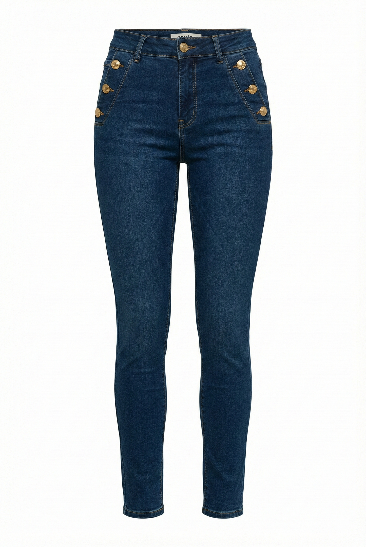 Jeans Skinny a Vita Alta con Dettagli Oro – L'Eleganza del Denim