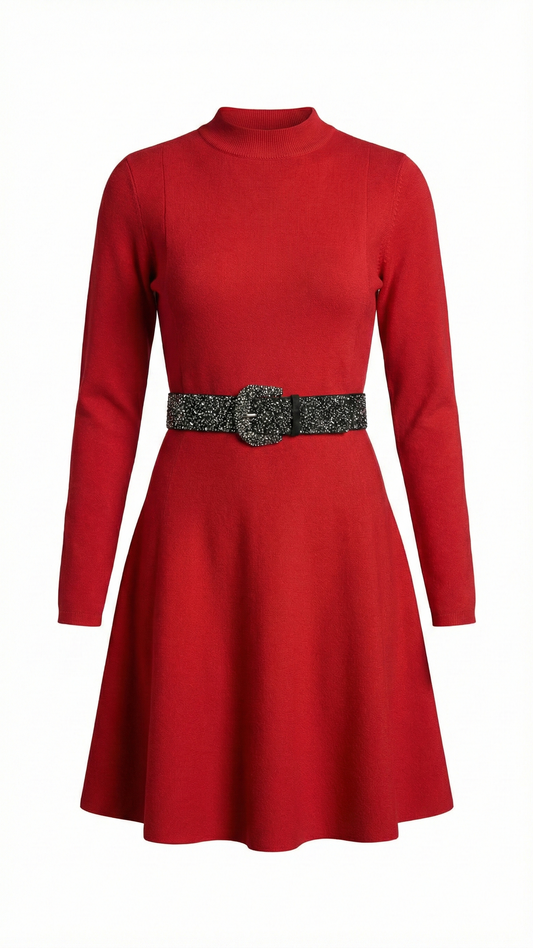 Abito in Maglia Rosso Rubino KNIT MIX