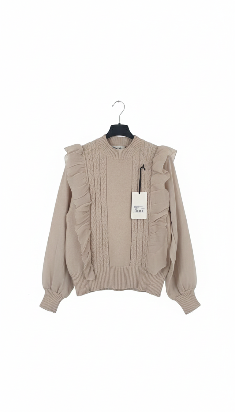 Maglia con rouge e maniche velo