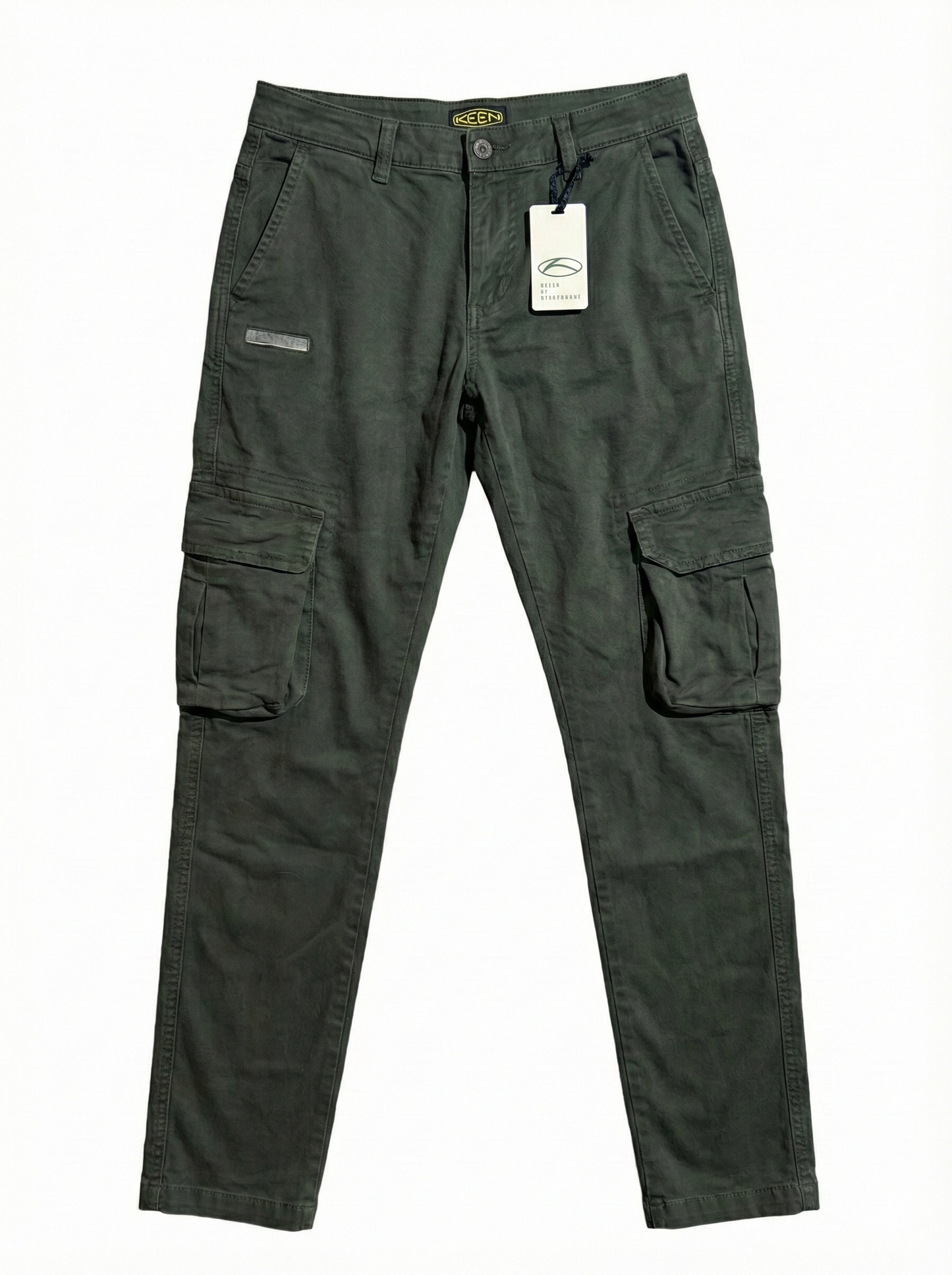 Pantaloni Cargo Slim-Fit in Cotone Lavato - Verde Oliva