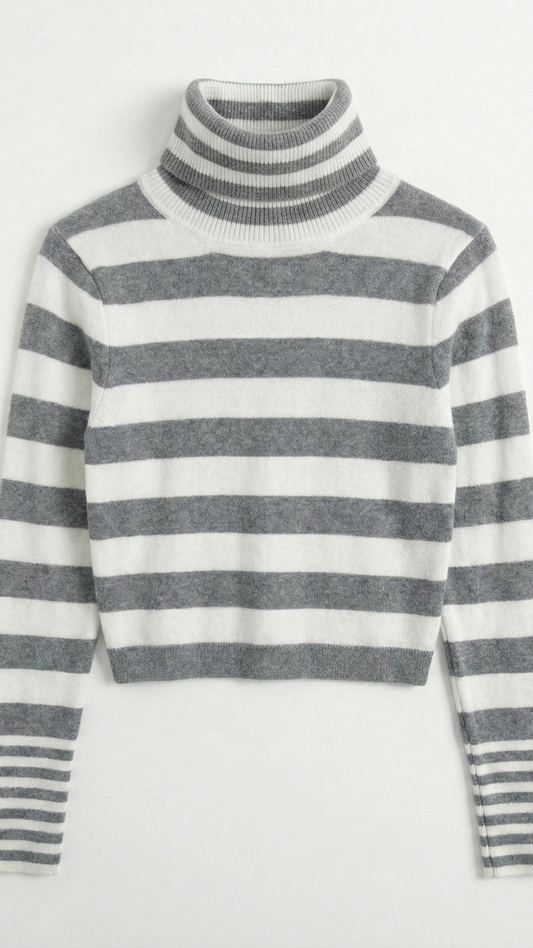 Maglione a Collo Alto a Righe