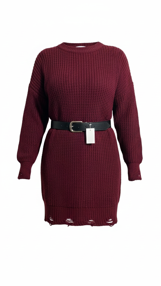 Abito corto Estee Brown in maglia (sweater dress) di colore nero, caratterizzato da uno stile casual ma con dettagli "grunge".