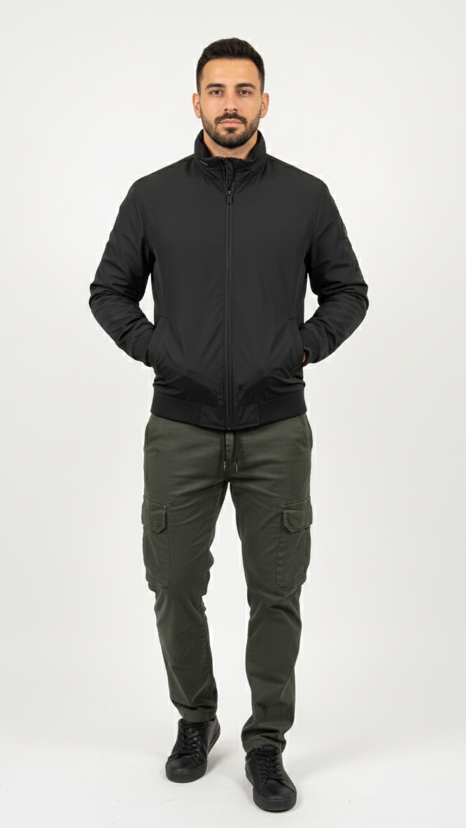 Pantaloni Cargo Slim Fit – Verde Oliva Military