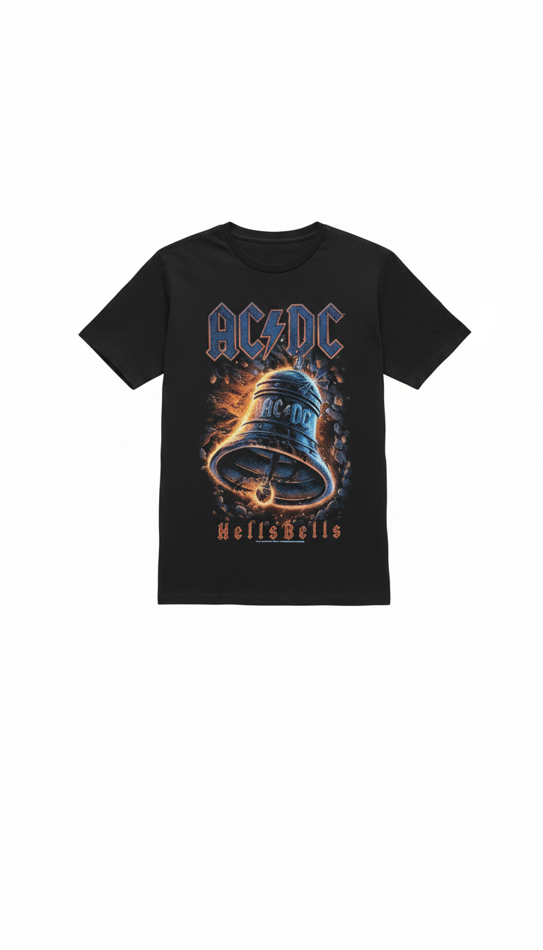 Leggendaria band hard rock AC/DC, con un design specifico riferito alla canzone "Hells Bells":