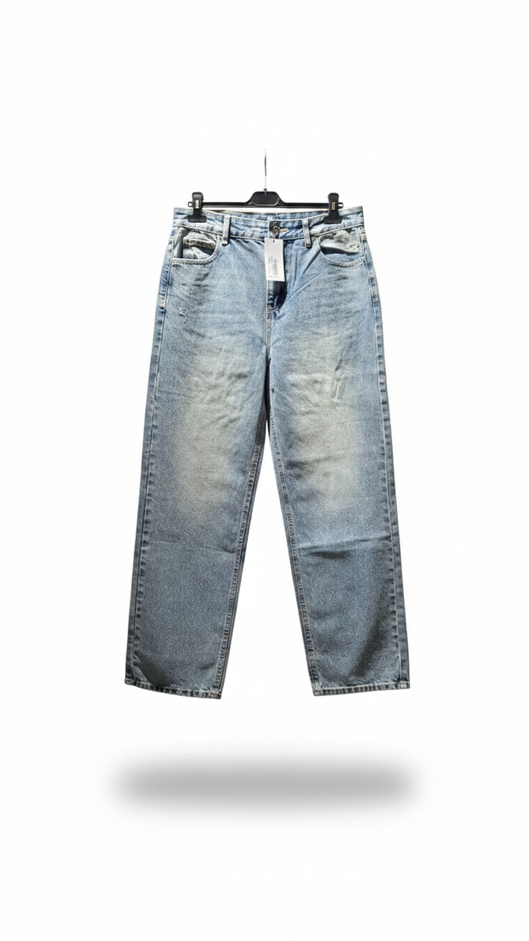 Jeans Wide Leg "Glitter & Distressed" – Lavaggio Light Blue