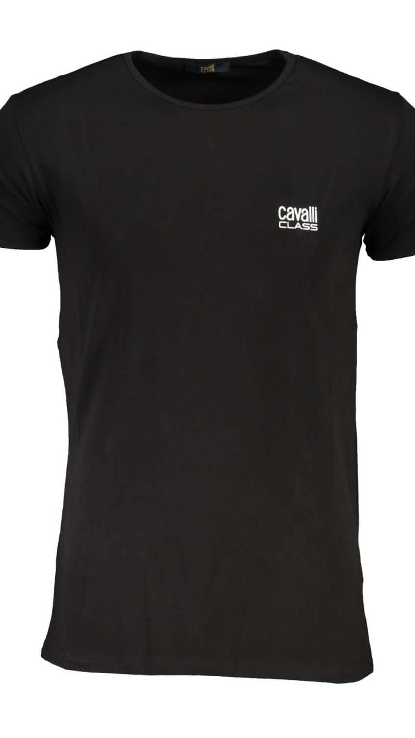 T-shirt Cavalli Class Essential - Nero Profondo con Logo a Contrasto