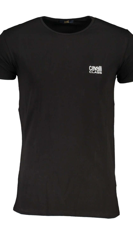 T-shirt Cavalli Class Essential - Nero Profondo con Logo a Contrasto