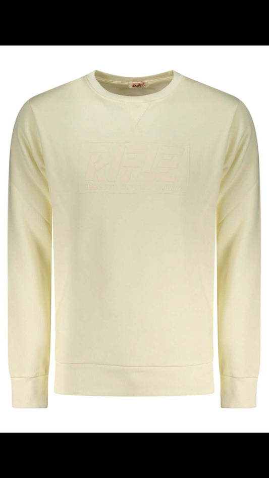 Felpa Girocollo Rifle Uomo - Beige con Logo in Rilievo